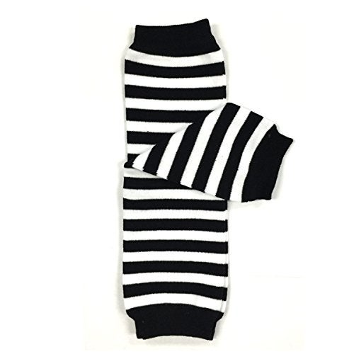 Bowbear Baby Stripes and Chevron Leg Warmers, Black and White S - Image 1