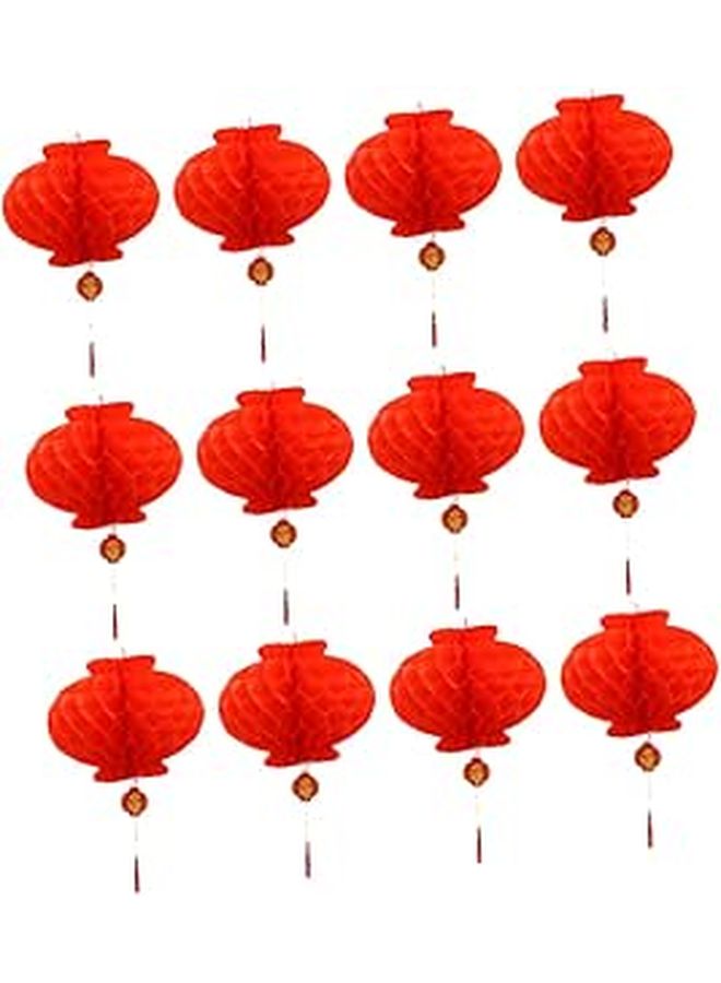 30pcs Red Paper Lanterns Traditional Honeycomb Design for Spring Festival Wedding Party Decoration - Image 1