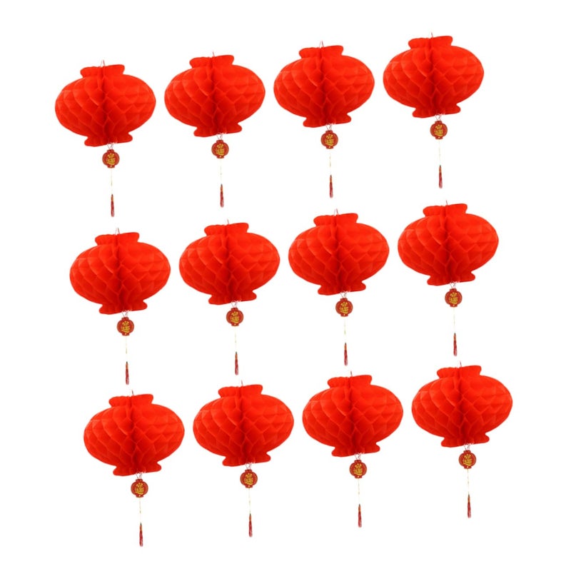 30pcs Red Paper Lanterns Traditional Honeycomb Design for Spring Festival Wedding Party Decoration - Image 2