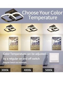 XiuWoo Modern Led Ceiling Light, 2 Lights (Black) Ceiling Lights Fixture, Cool/Warm/Daylight 3 Colors Temperature Switchable Flush Mount for Hallway Entry Corridor Livingroom  - Image 2