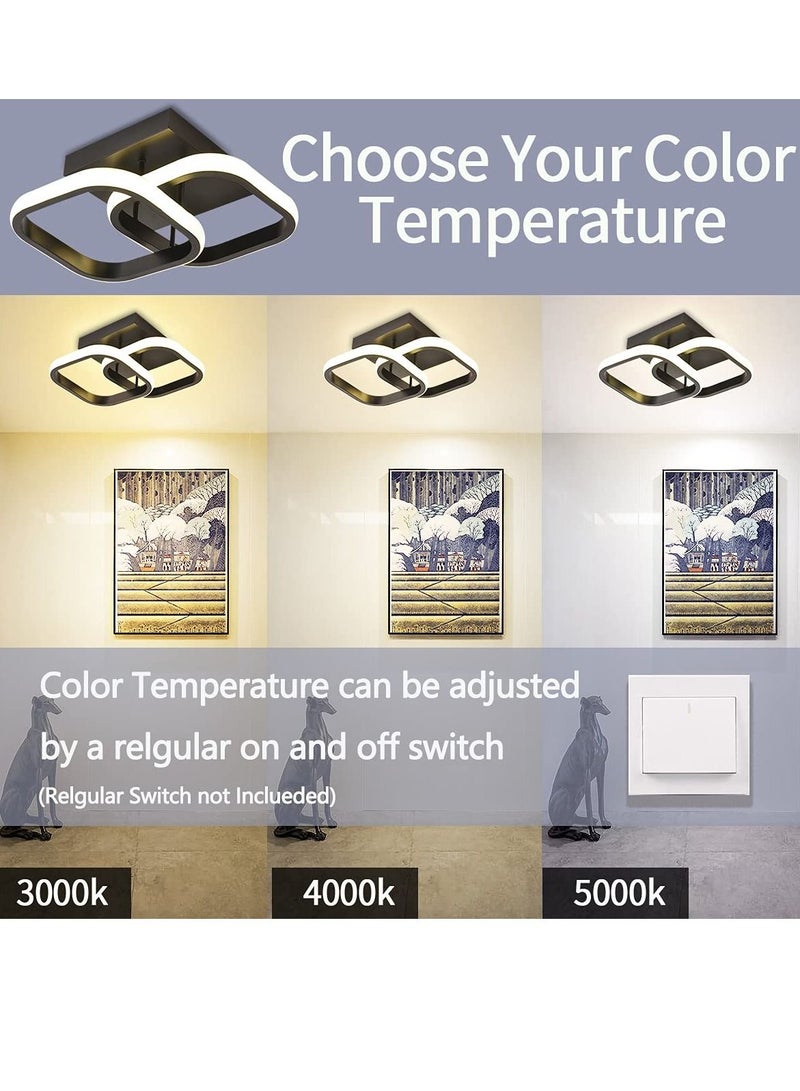 XiuWoo Modern Led Ceiling Light, 2 Lights (Black) Ceiling Lights Fixture, Cool/Warm/Daylight 3 Colors Temperature Switchable Flush Mount for Hallway Entry Corridor Livingroom  - Image 2