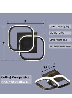 XiuWoo Modern Led Ceiling Light, 2 Lights (Black) Ceiling Lights Fixture, Cool/Warm/Daylight 3 Colors Temperature Switchable Flush Mount for Hallway Entry Corridor Livingroom  - Image 4