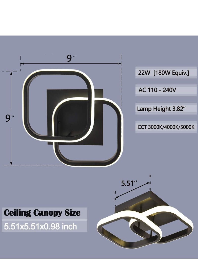 XiuWoo Modern Led Ceiling Light, 2 Lights (Black) Ceiling Lights Fixture, Cool/Warm/Daylight 3 Colors Temperature Switchable Flush Mount for Hallway Entry Corridor Livingroom  - Image 4