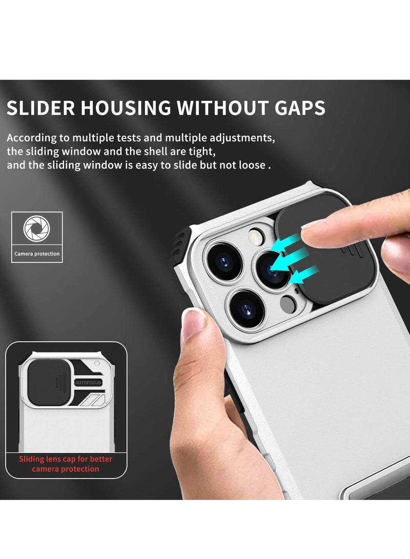 Case Cover For Apple iPhone 15 Pro Max White Mobile Phone , Innovative Telescopic Bracket, Sliding Protection Camera Window, Bumper Shockproof Phone Back Cover - Image 5