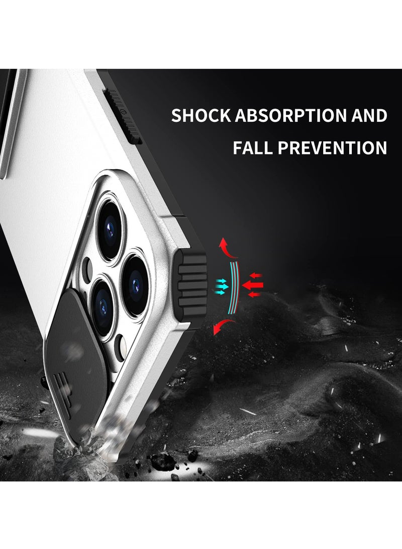 Case Cover For Apple iPhone 15 Pro Max White Mobile Phone , Innovative Telescopic Bracket, Sliding Protection Camera Window, Bumper Shockproof Phone Back Cover - Image 4