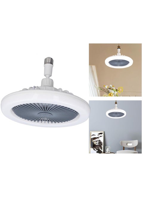 2 in 1 Ceiling Fan with Light Bulb and Remote Control E27 Adapter Base for Bedroom, Living Room, Home, Grey