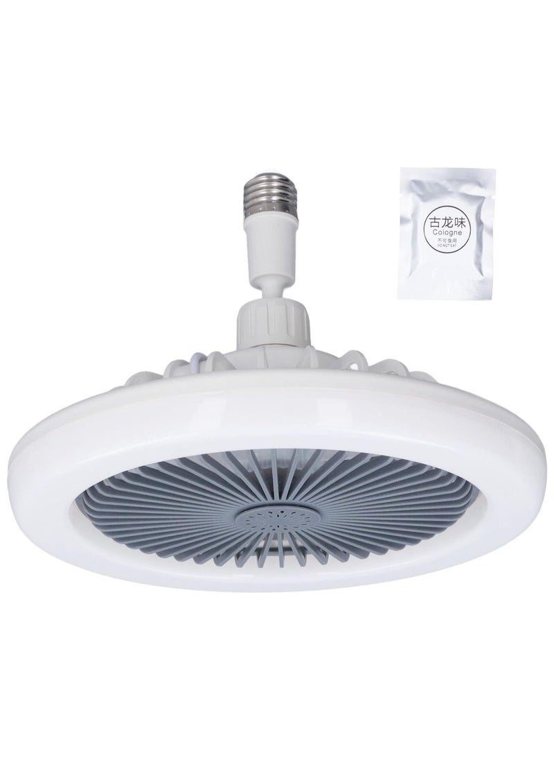 2 in 1 Ceiling Fan with Light Bulb and Remote Control E27 Adapter Base for Bedroom, Living Room, Home, Grey