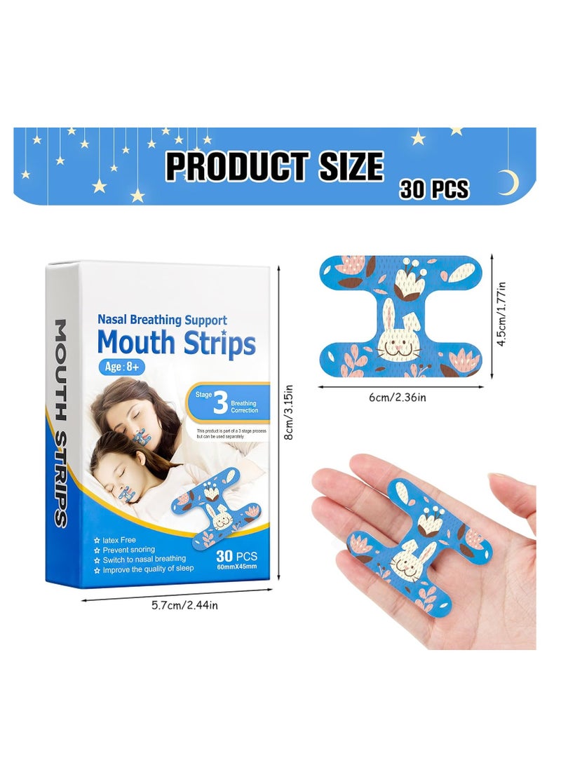 general Mouth Tape 30PCS Anti Snoring for Sleeping [Stage 3: Breathing Correction] Non-woven Fabric Anti Snoring Strips, Open Mouth Correction Patch for Kids Adults (Age 8+) - Image 2
