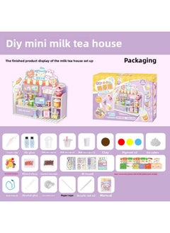 Generic Mr. Toy Children's DIY Mini Handmade Food Play Material Bag Suit Pinch Music Ornaments Handmade Cake Girl 6-Color:Diy Mini Milk Tea House (18 Cups + Shop)  - Image 1