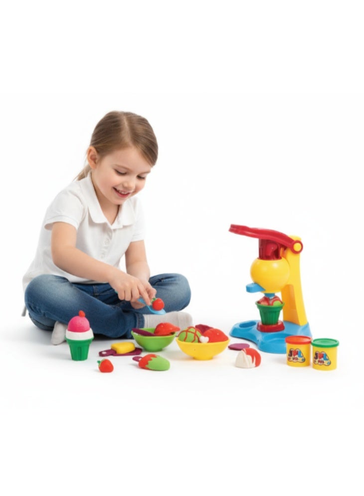 بريميم مجموعة عجينة الألوان صانع الآيس كريم مع آلة – لعبة إبداعية وآمنة للأطفال - Image 1