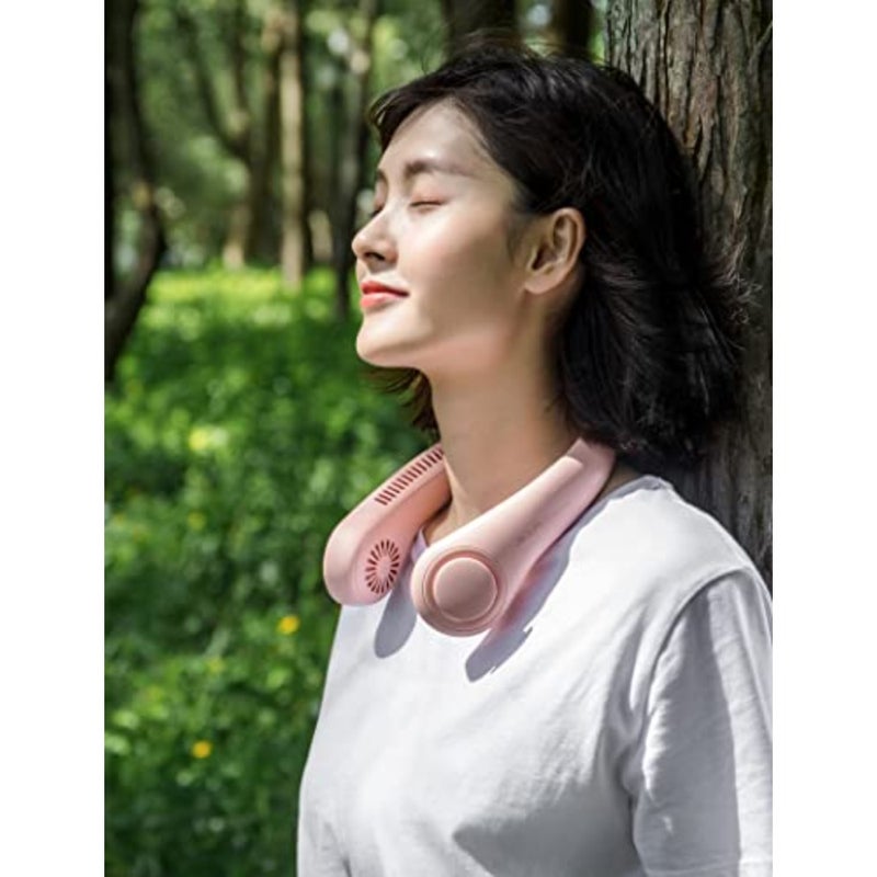 Portable Neck Fan, Hands-Free Bladeless, 5 Speeds, 4000 mAh Battery Operated Wearable Personal Fan, Twistable, Rechargeable, Gift for Women Men-Pink - Image 3
