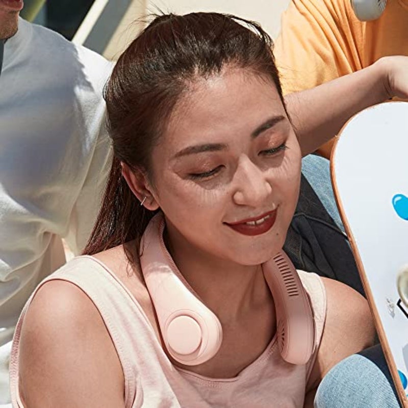 Portable Neck Fan, Hands-Free Bladeless, 5 Speeds, 4000 mAh Battery Operated Wearable Personal Fan, Twistable, Rechargeable, Gift for Women Men-Pink - Image 4