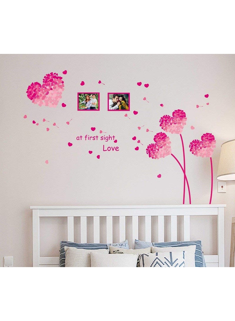 Decals Design Decals Design 'Heart Shaped Flowers with Blowing Petals' Wall Decal (PVC Vinyl, 70 cm x 50 cm x 70 cm, Multicolour)  - Image 1
