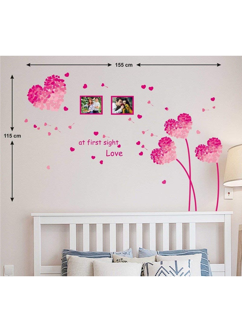 Decals Design Decals Design 'Heart Shaped Flowers with Blowing Petals' Wall Decal (PVC Vinyl, 70 cm x 50 cm x 70 cm, Multicolour)  - Image 2