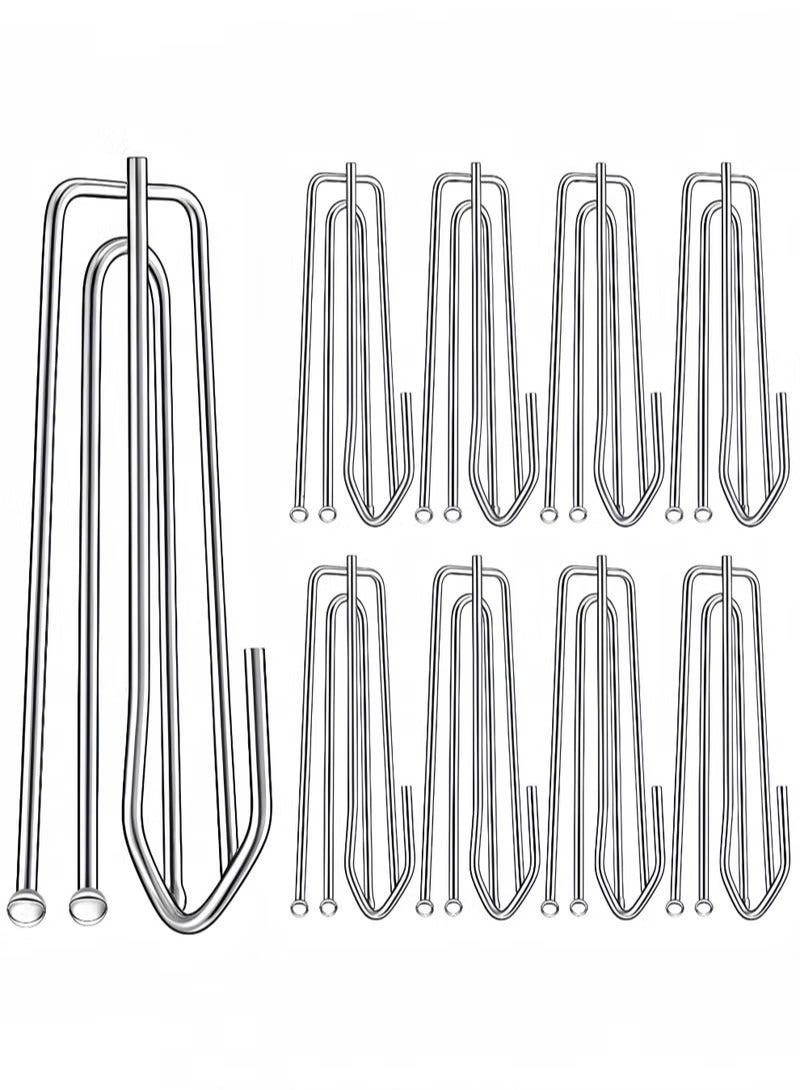 Curtain Pleat Hooks, 30Pcs Stainless Steel Drapery Hook and Pin for Pleated Drapes4 Prongs Pinch Pleat Hook Clips Traverse Pleater 4 End Curtain Hangers for Window Door Bathroom Curtain - Image 1