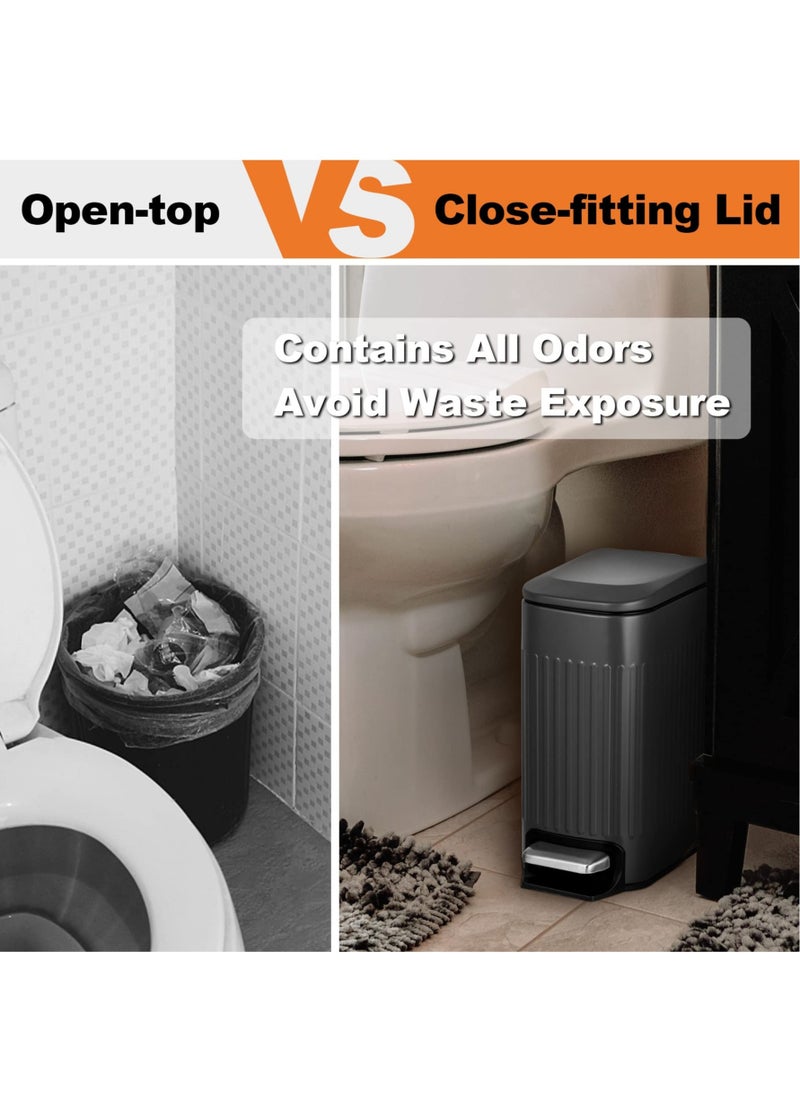Arabest Slim Bathroom Trash Can with Lid Soft Close, 6 Liter/1.6 Gallon Stainless Steel Small Garbage Can with Removable Inner Bucket, Step Pedal, Slim Wastebasket for Toilet, Office, Bedroom  - Image 3