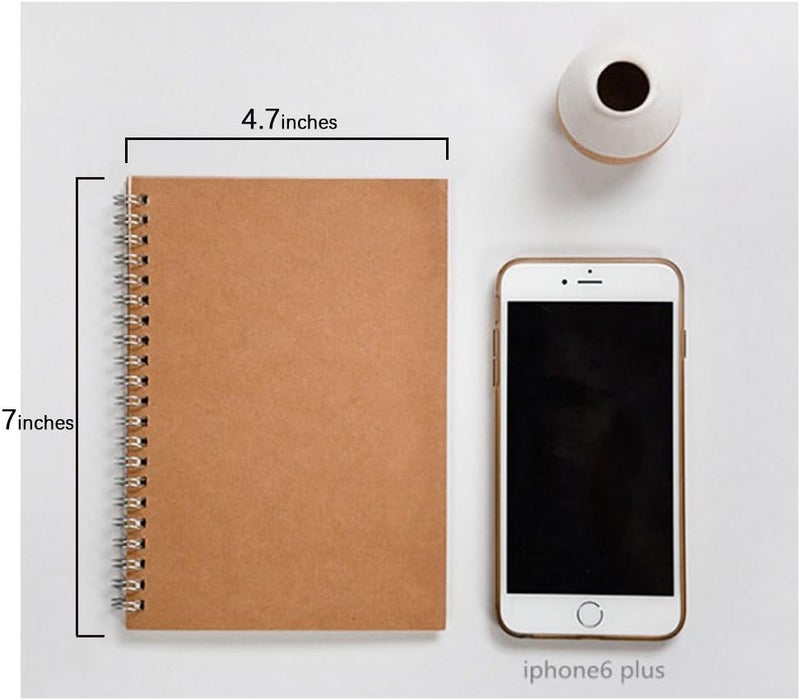 DSTELIN Soft Cover Spiral Notebook Journal 2Pack Blank Sketch Book Pad Wirebound Memo Notepads Diary Notebook Planner with Unlined Paper 100 Pages 50 Sheets 7Inchx 475Inch Brown and Black  - Image 3
