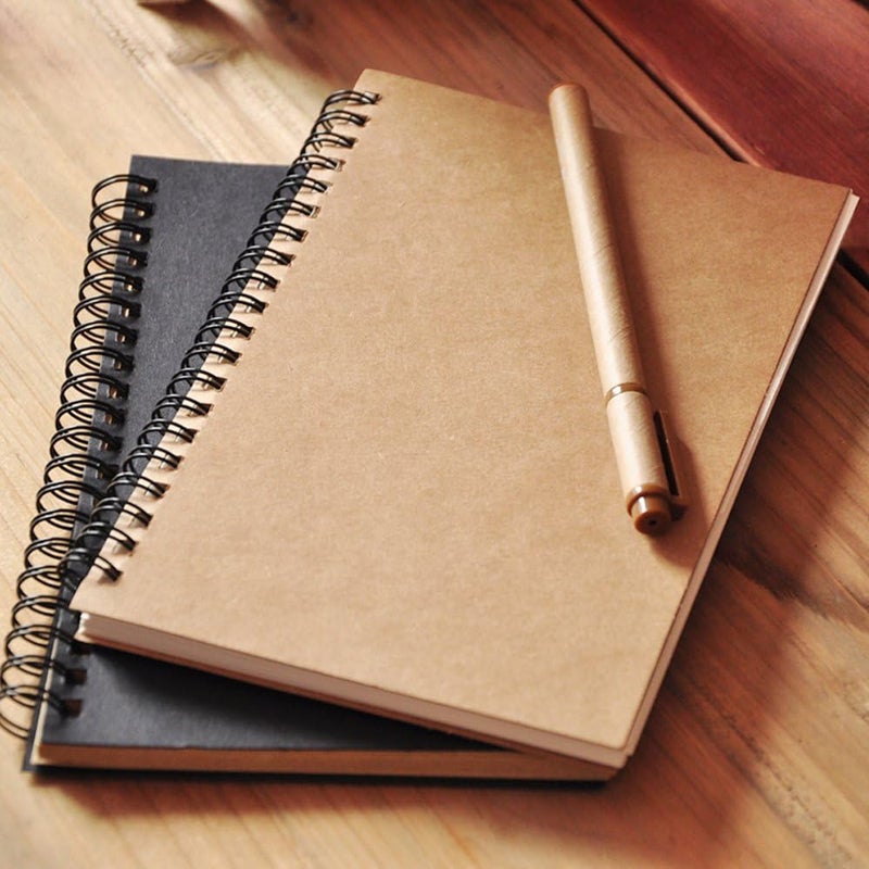 DSTELIN Soft Cover Spiral Notebook Journal 2Pack Blank Sketch Book Pad Wirebound Memo Notepads Diary Notebook Planner with Unlined Paper 100 Pages 50 Sheets 7Inchx 475Inch Brown and Black  - Image 4