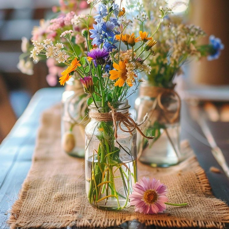 LEYIQU Vintage Glass Flower Vase, Farmhouse Glass Centerpiece Vases Mason Jars for Weddings, Parties & Home Decor Bulk (12, Transparent) - Image 3