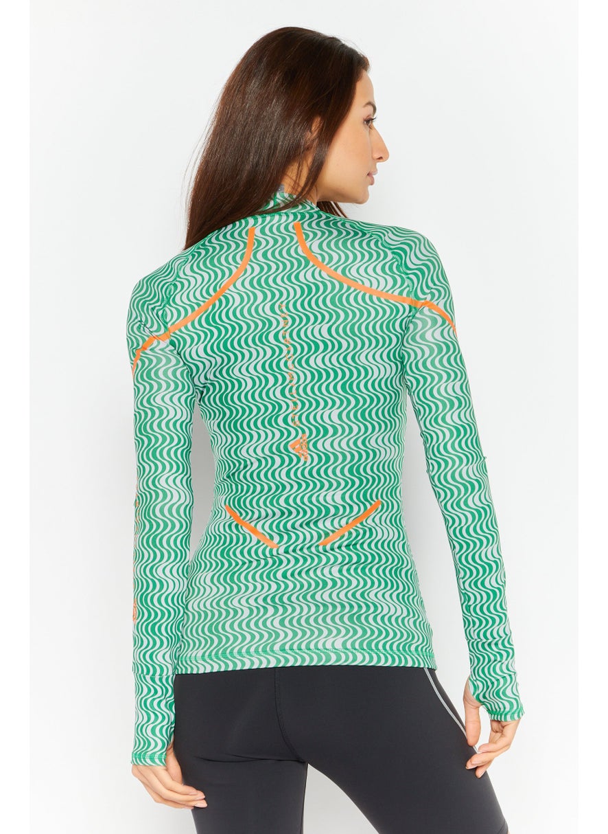 adidas By Stella McCartney Women Abstract Print Rashguard, Green Combo  - Image 4