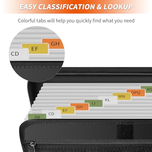 Hontom Accordion File Organizer,13 Pockets Fireproof Expanding File Folder with Multi Pockets,Portable Business Fire Safe Storage Document Organizer Folder with Zipper for Documents and File - Image 5