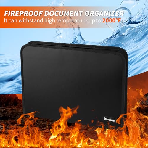 Hontom Accordion File Organizer,13 Pockets Fireproof Expanding File Folder with Multi Pockets,Portable Business Fire Safe Storage Document Organizer Folder with Zipper for Documents and File - Image 2