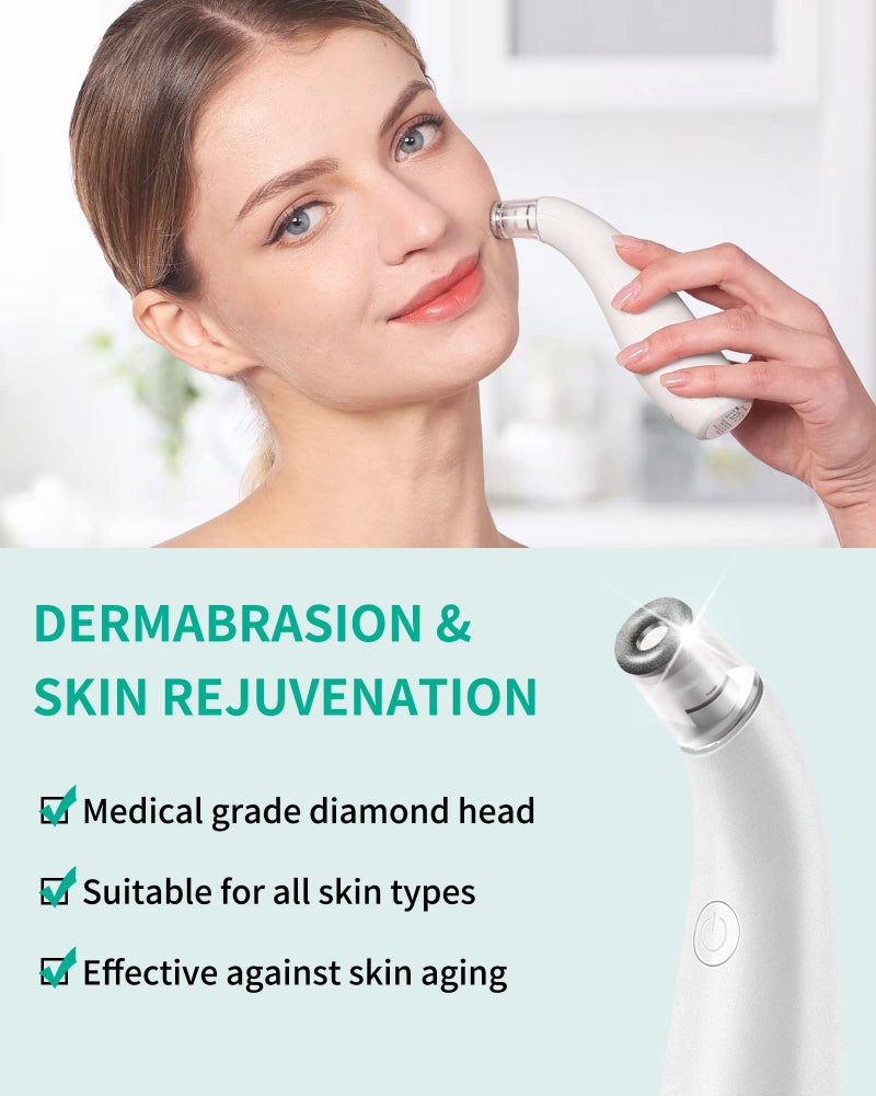 NEWDERMO 2-in-1 Microdermabrasion Machine for Facial, Diamond Microdermabrasion Device USB Rechargeable - Advanced Home Facial Treatment Machine (White) - Image 2