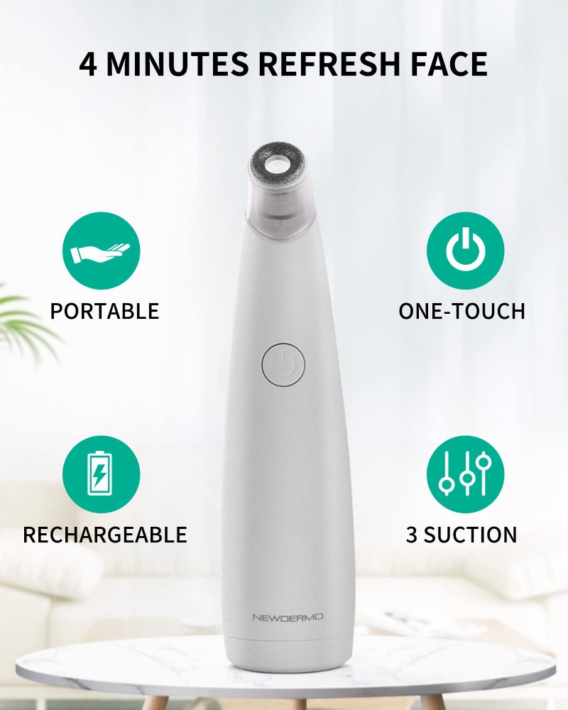 NEWDERMO 2-in-1 Microdermabrasion Machine for Facial, Diamond Microdermabrasion Device USB Rechargeable - Advanced Home Facial Treatment Machine (White) - Image 5