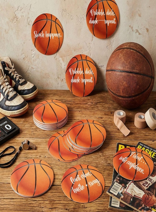 تاوباري مجموعة تاوباري من 24 قطعة من مجسمات كرة السلة الورقية مقاس 7.09 بوصة بستة تصاميم مختلفة، مثالية لتزيين لوحات الإعلانات والملصقات، مع 48 نقطة لاصقة، مناسبة لحفلات أعياد الميلاد، وحفلات استقبال المولود، والبطولات، ولتزيين الجدران. - Image 2