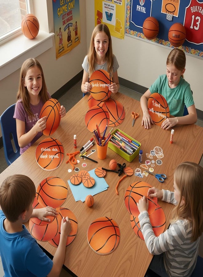 تاوباري مجموعة تاوباري من 24 قطعة من مجسمات كرة السلة الورقية مقاس 7.09 بوصة بستة تصاميم مختلفة، مثالية لتزيين لوحات الإعلانات والملصقات، مع 48 نقطة لاصقة، مناسبة لحفلات أعياد الميلاد، وحفلات استقبال المولود، والبطولات، ولتزيين الجدران. - Image 3