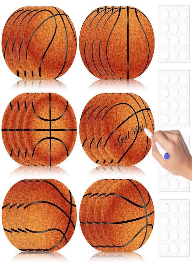 تاوباري مجموعة تاوباري من 24 قطعة من مجسمات كرة السلة الورقية مقاس 7.09 بوصة بستة تصاميم مختلفة، مثالية لتزيين لوحات الإعلانات والملصقات، مع 48 نقطة لاصقة، مناسبة لحفلات أعياد الميلاد، وحفلات استقبال المولود، والبطولات، ولتزيين الجدران. - Image 1