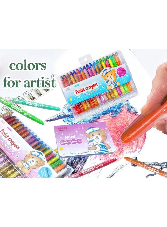 فنبلاست أقلام تلوين فن بلاست تويست للأطفال - مجموعة من 36 قطعة، أقلام تلوين دوارة للأطفال، أقلام تلوين للرسم والتلوين للأطفال، مجموعة أدوات فنية وحرفية، هدايا عيد ميلاد للأطفال (عبوة من 36 قطعة) - Image 4
