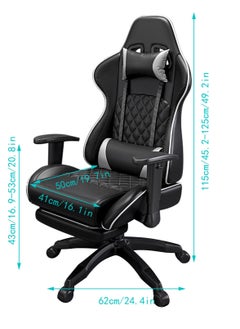 Chulovs Chulovs Gaming Chair Office Chair With Footrest Racing Ergonomic Chair Leather Reclining Video Game Chair Adjustable Armrest High Back Gamer Chair With Headrest And Lumbar Support  - Image 2