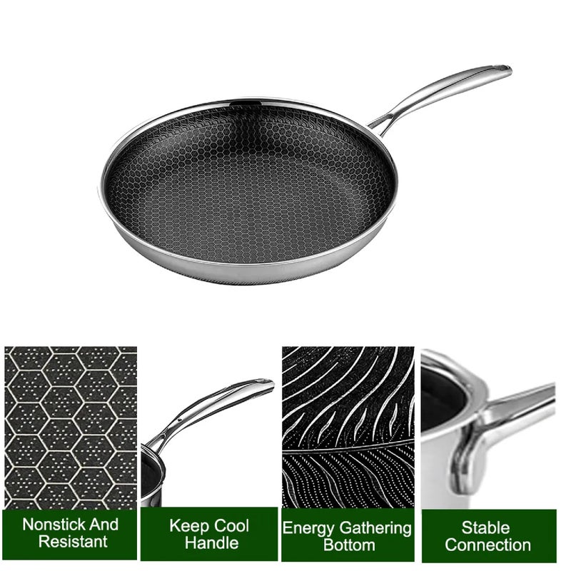 Jecrina مقلاة جيكرينا مسطحة من الفولاذ المقاوم للصدأ غير لاصقة بطلاء خالي من PFOA مقلاة بايلا للمأكولات البحرية 28 سم - Image 4