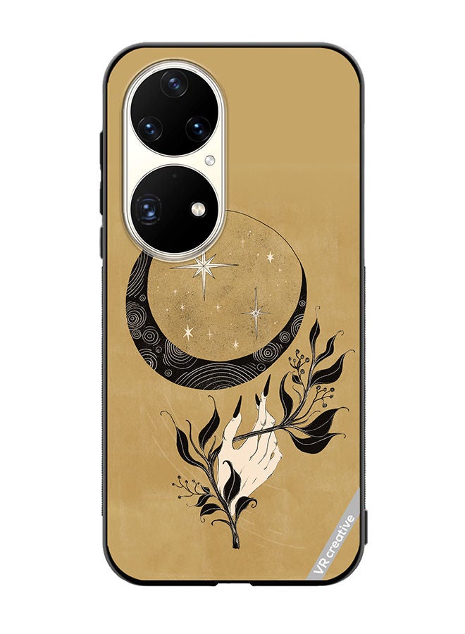 VR CREATIVE Protective Case Cover For Huawei P50 Pro Witch Hand Moon Design Multicolour - Image 1