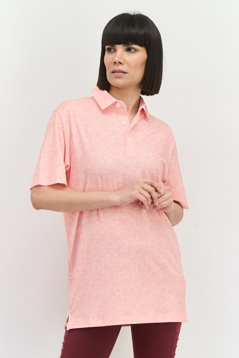 PUMA Women Sportswear Fit Short Sleeve Training Polo Shirt, Peach - Image 1