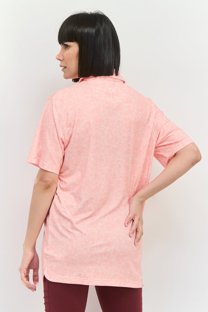 PUMA Women Sportswear Fit Short Sleeve Training Polo Shirt, Peach - Image 3
