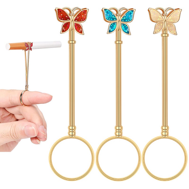 Holder Ring Elegant Butterfly  Finger Holder Ring Lady Smoker Holder Ring Stylish Smoke - Image 2