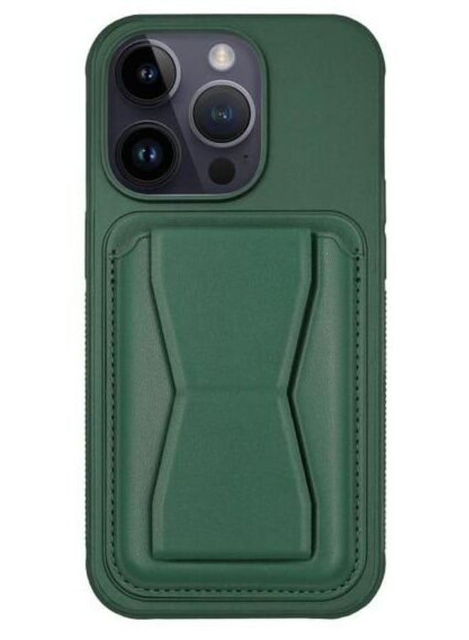 MYK Wallet Case Compatible with iPhone13 pro, Leather Case with Card Holder, Magnetic Detachable Card Slot with Stand (Dark Green) - Image 1