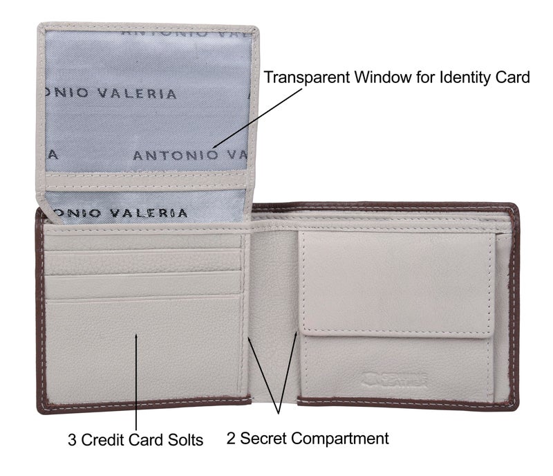 ANTONIO VALERIA Noah Brown/Sand Leather Wallet for Men - Image 4