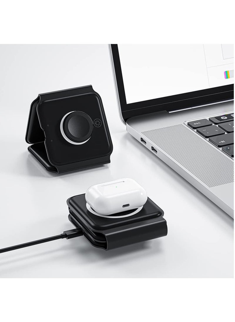 Hihonor - Foldable Wireless Charger for iPhone 15/14/13/12/11 Series, Magnetic Wireless Charging Station, Travel Wireless Fast Charging Pad for Airpods 3/2/Pro, iWatch (3 in 1, White) - Image 1