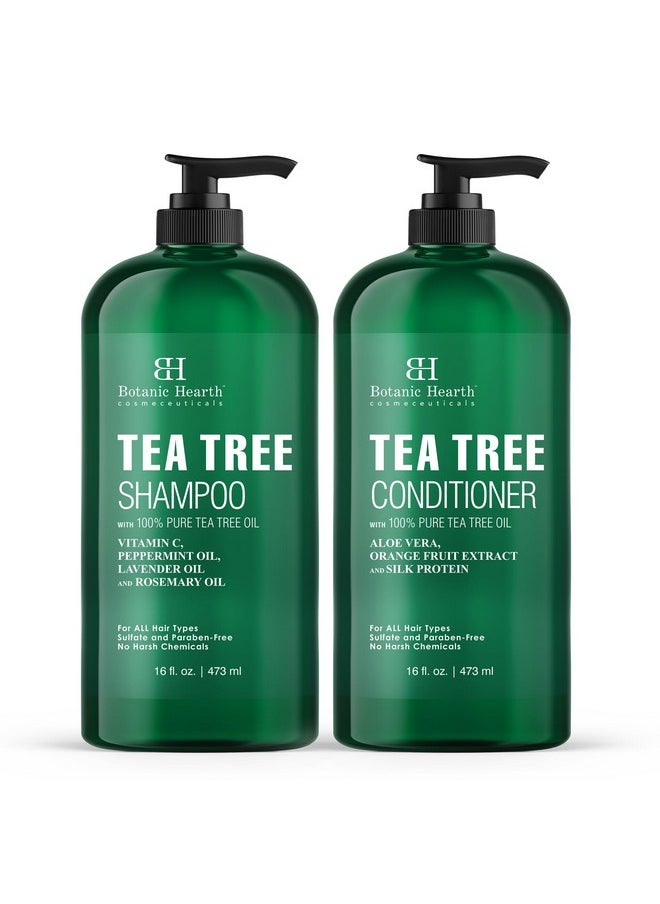 Botanic Hearth Botanic Hearth Shampoo and Conditioner Set - with 100% Pure Tea Tree Oil, for Itchy and Dry Scalp, Sulfate/Paraben Free - for Men and Women - 16 fl oz each  - Image 1