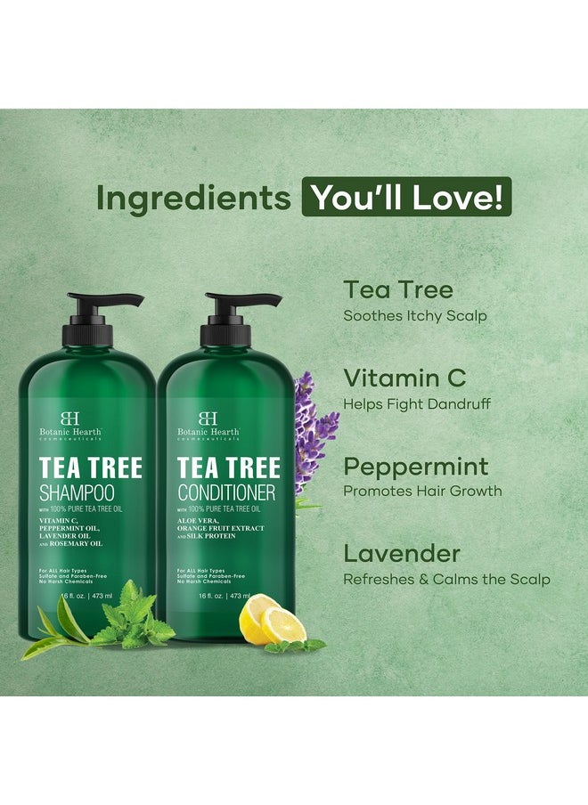 Botanic Hearth Botanic Hearth Shampoo and Conditioner Set - with 100% Pure Tea Tree Oil, for Itchy and Dry Scalp, Sulfate/Paraben Free - for Men and Women - 16 fl oz each  - Image 2