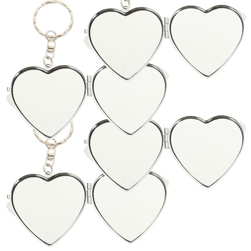 Balacoo 20 Pcs Sublimation Blank Pocket Makeup Mirrors: Folding Heart Shaped Mirror Keychain - Double Sided for Travel, Handbag, Purse - 1.77 Ã— 1.38 Inch - Image 1