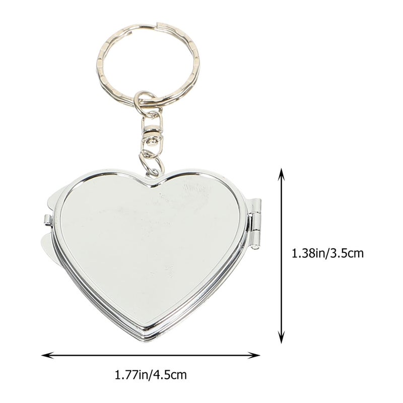 Balacoo 20 Pcs Sublimation Blank Pocket Makeup Mirrors: Folding Heart Shaped Mirror Keychain - Double Sided for Travel, Handbag, Purse - 1.77 Ã— 1.38 Inch - Image 4