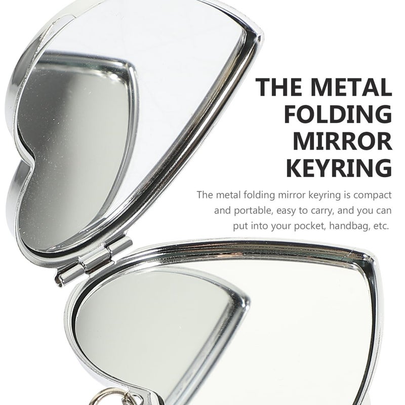 Balacoo 20 Pcs Sublimation Blank Pocket Makeup Mirrors: Folding Heart Shaped Mirror Keychain - Double Sided for Travel, Handbag, Purse - 1.77 Ã— 1.38 Inch - Image 2