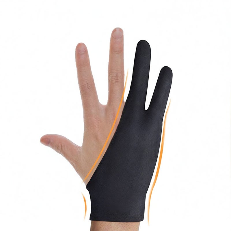 Drawing Glove: 2-Finger Black Lycra Glove - Anti-Smudge Ergonomic Glove for Digital Artists Graphic Tablet Use - Image 5