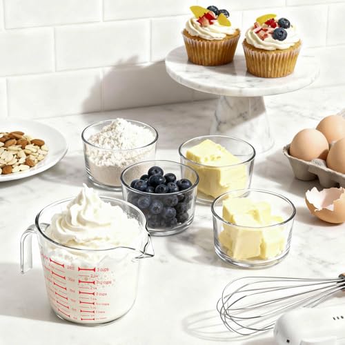 BCnmviku Glass Measuring Cups High Borosilicate [Insulated Handle | 24OZ 3CUP 700ml V-Shaped Spout]For Prepping Baking and Cooking Preheated Oven Dishwasher Freezer and Microwave Safe - Image 5