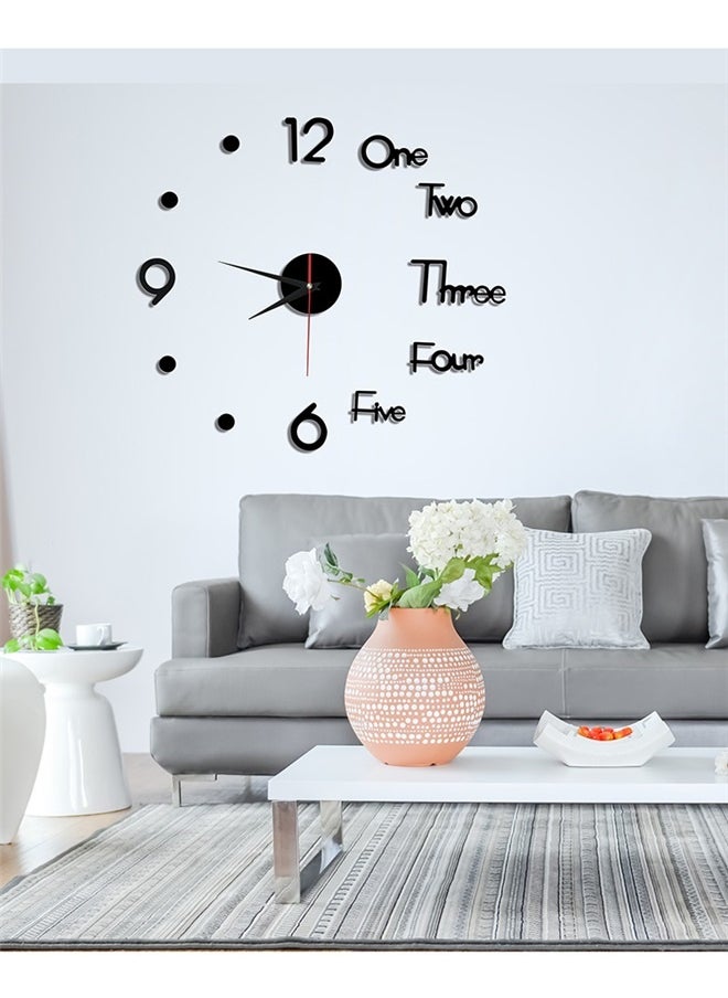 yongsheng Effect Sticker Digital Wall Clock Black， Frameless Wall Clock Kit Silent Non Ticking Modern Wall Clock for Living Room Bedroom Kitchen Office Decoration (Black, Small)  - Image 3