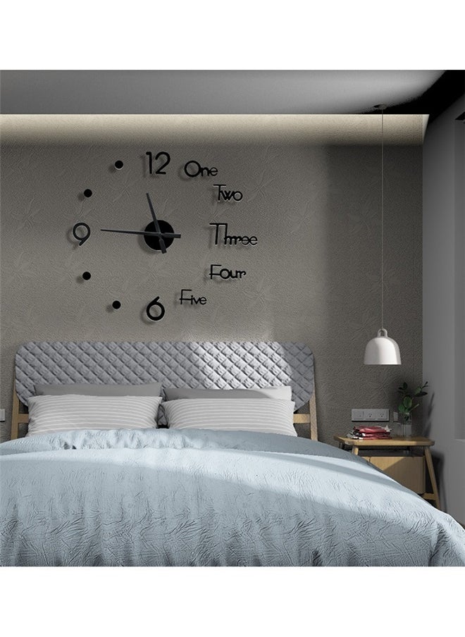 yongsheng Effect Sticker Digital Wall Clock Black， Frameless Wall Clock Kit Silent Non Ticking Modern Wall Clock for Living Room Bedroom Kitchen Office Decoration (Black, Small)  - Image 2